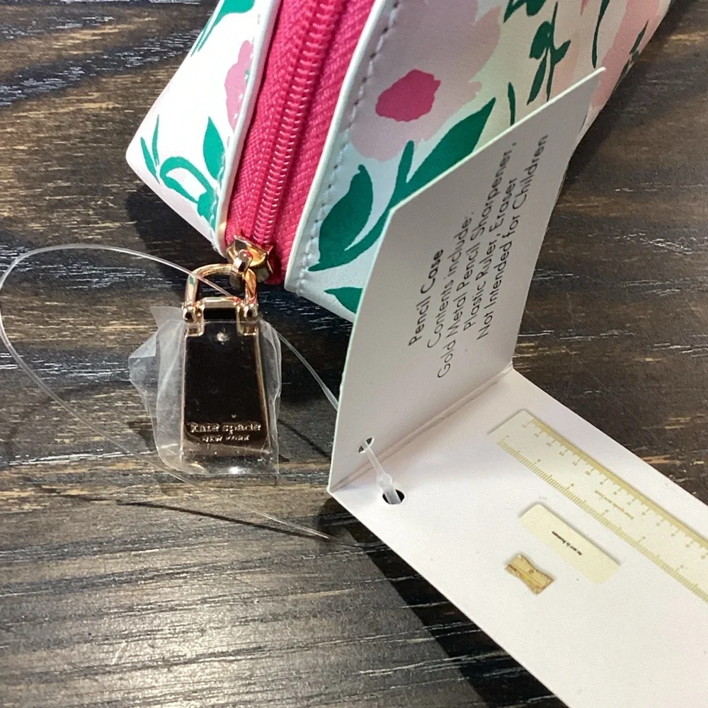 Kate Spade Pink and Green Floral Pencil Case Pouch